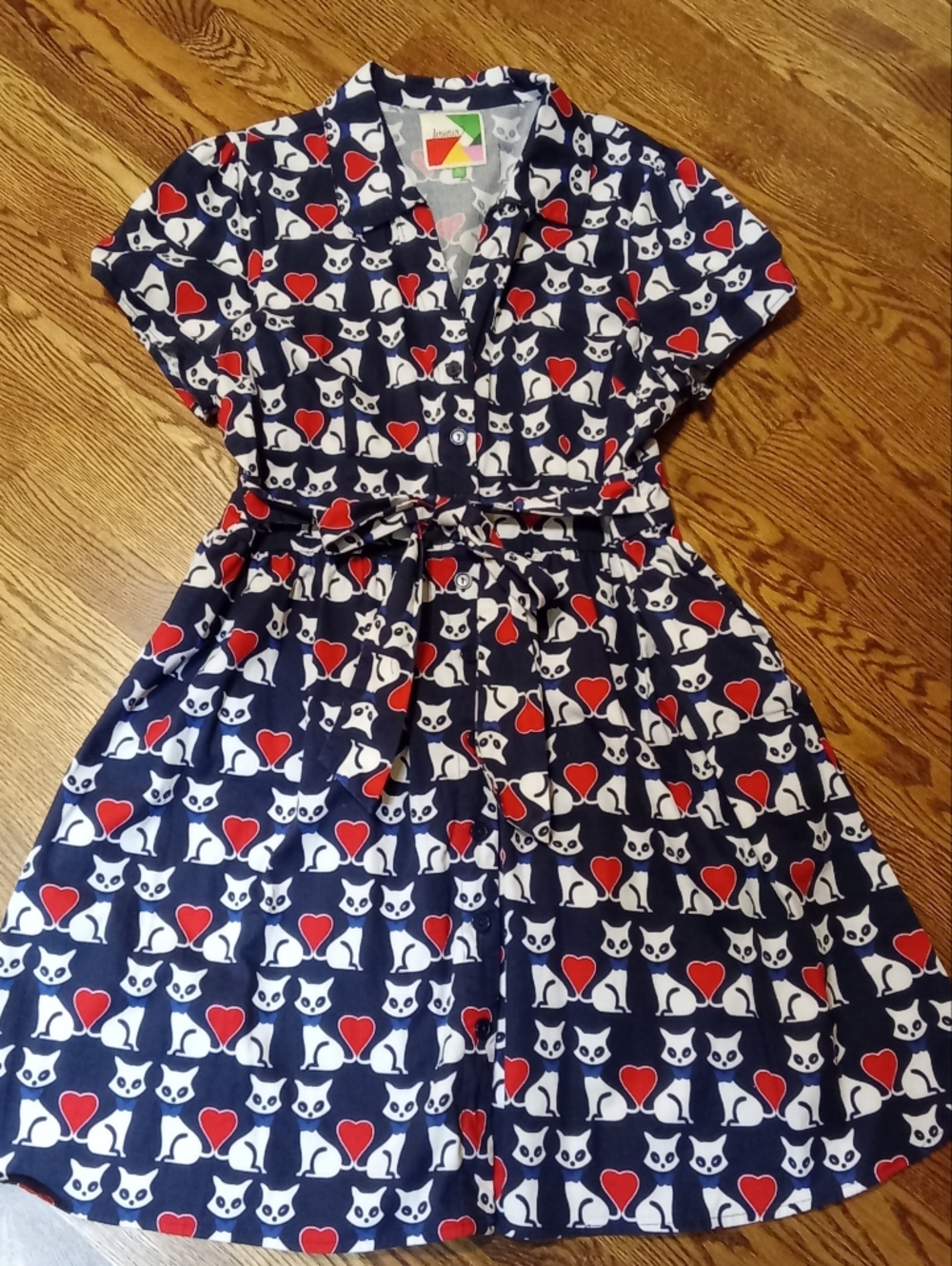 Fervour Cat & Heart Print Dress XL